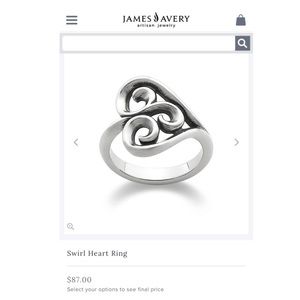 James Avery Swirl Heart Ring